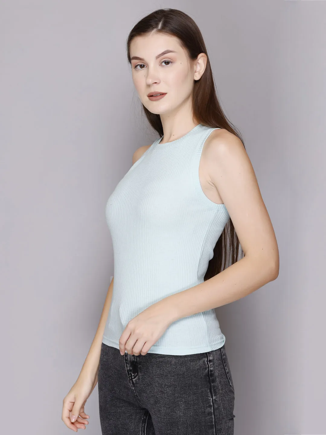 Modish Rib Tank Top-Women/Girls