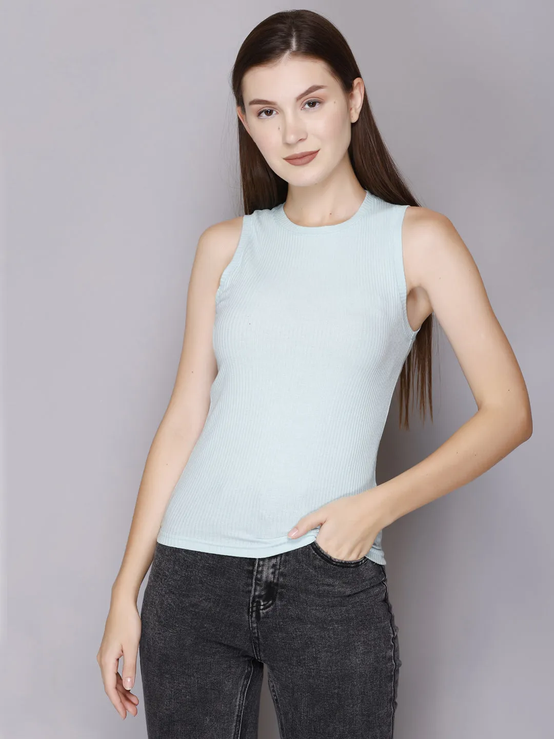 Modish Rib Tank Top-Women/Girls