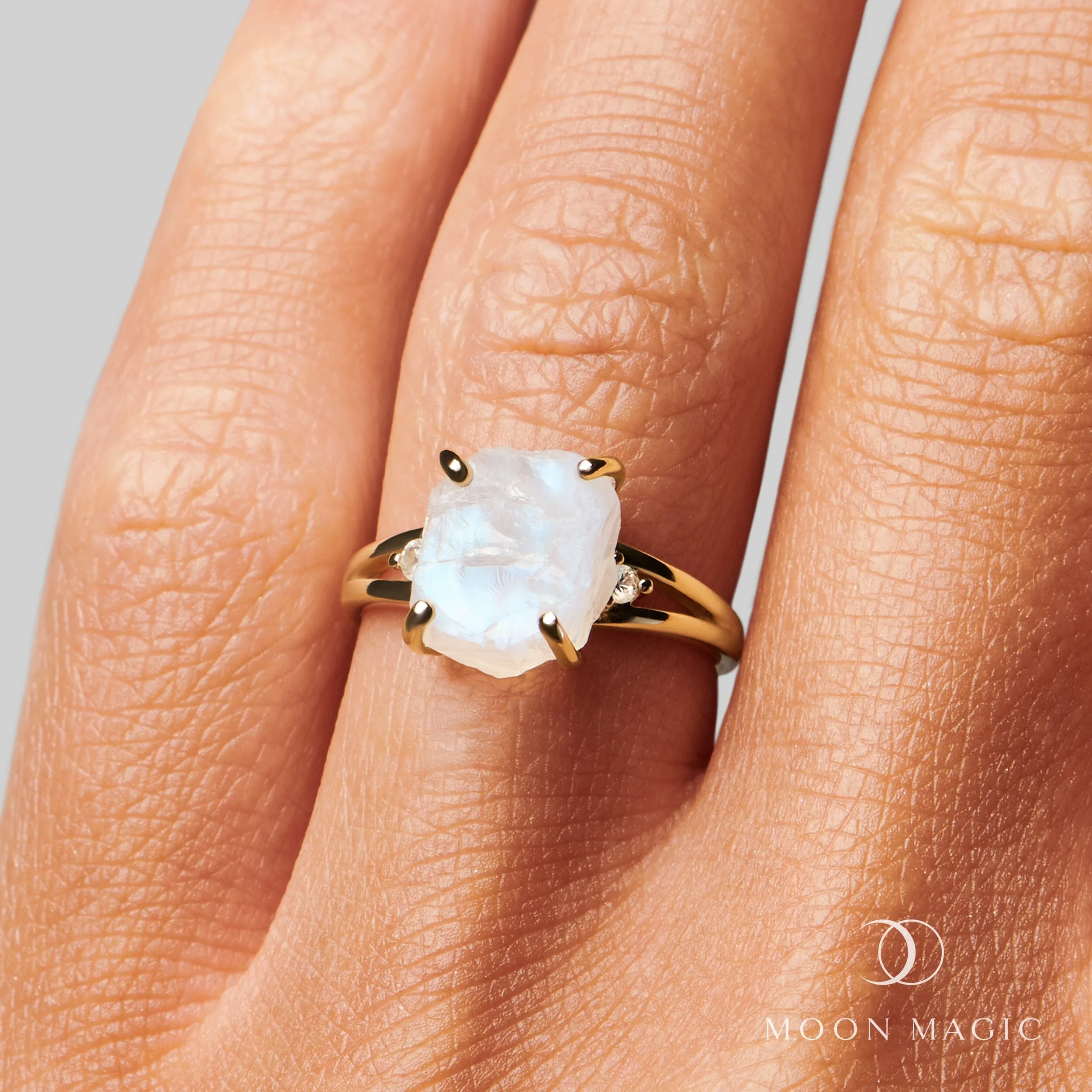 Moonstone Diamond Ring - Raw Beauty