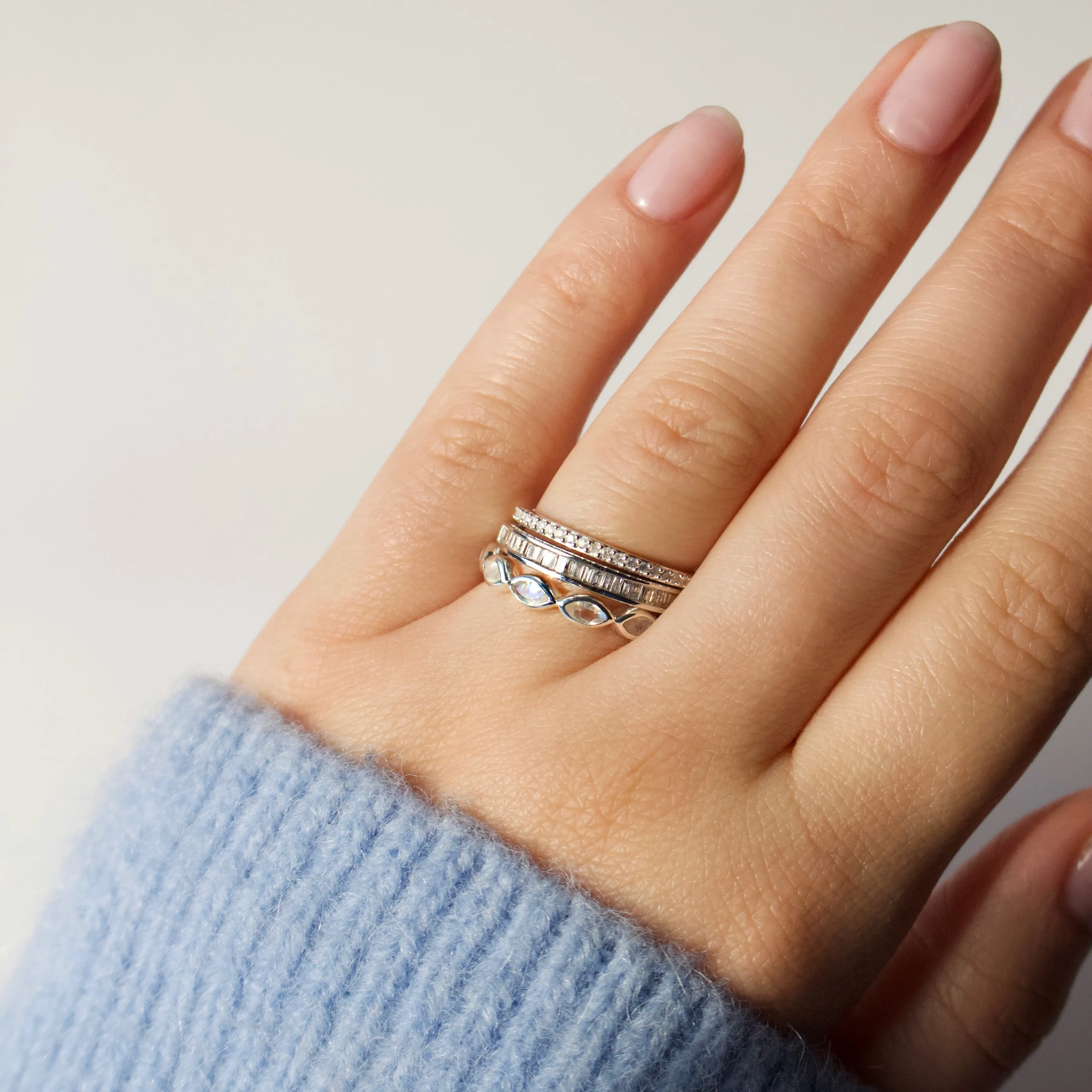 Moonstone Marquise Gemstone Stacking Ring