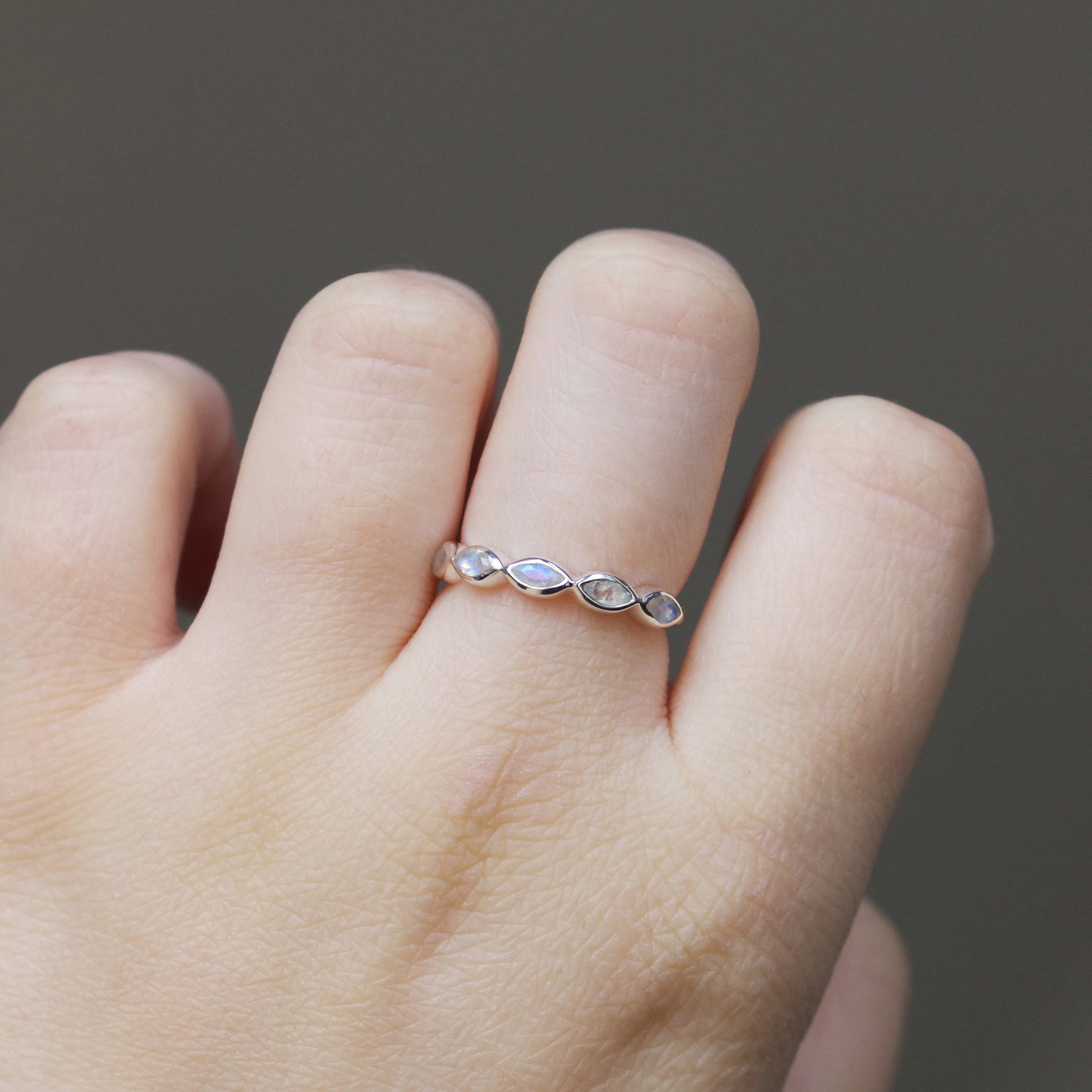 Moonstone Marquise Gemstone Stacking Ring