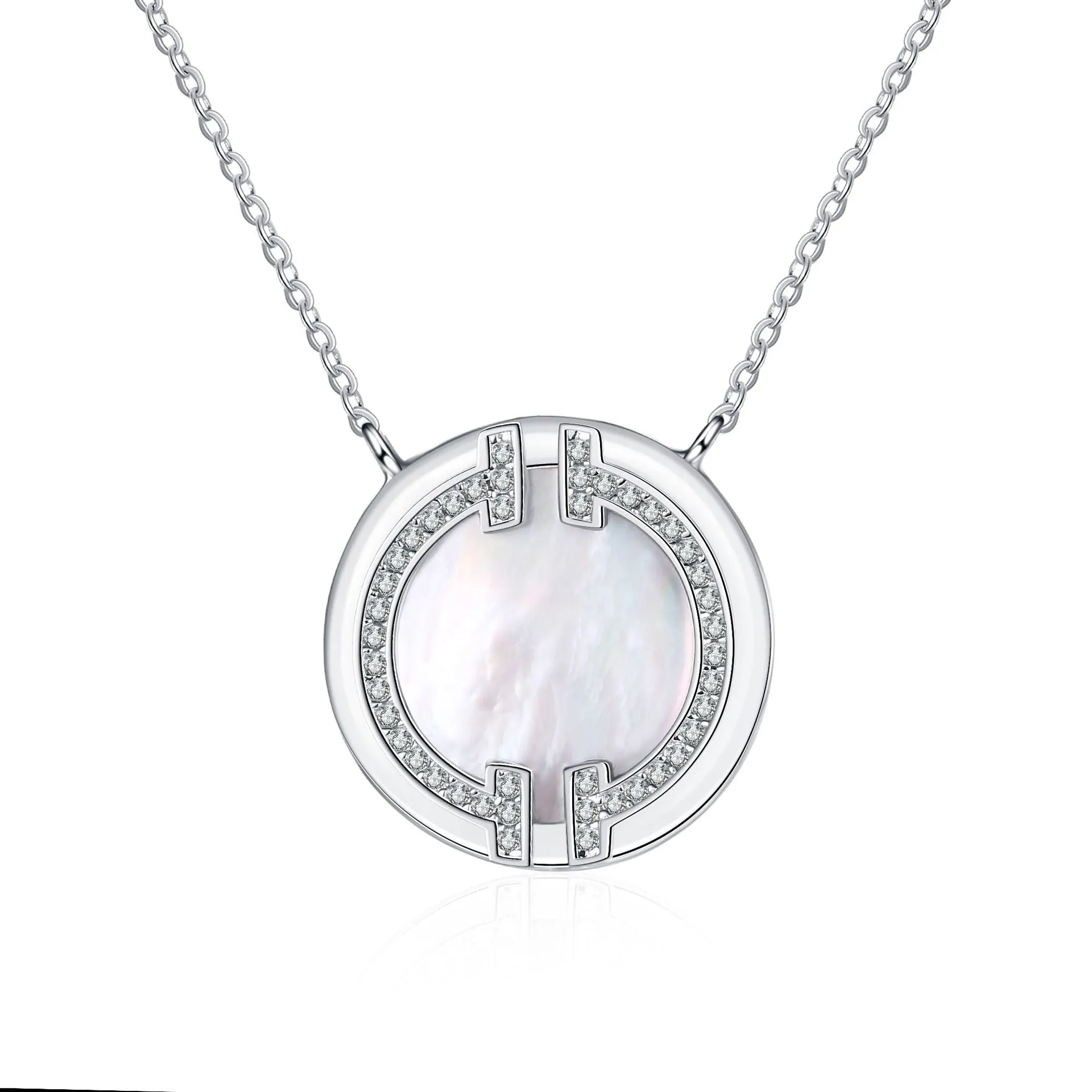 Mother of Pearl Smile Moissanite Necklace