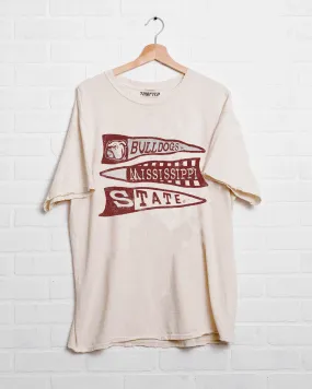 MSU Bulldogs Pennant Off White Thrifted Tee