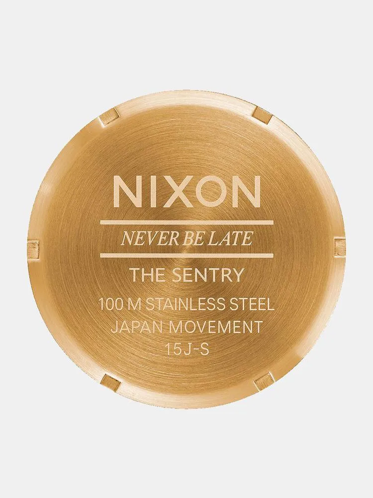 Nixon Sentry Leather 42mm Watch - Gold / Black