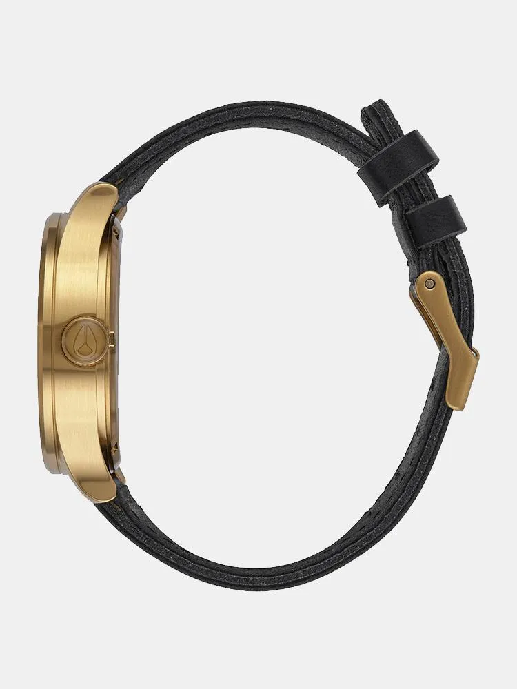 Nixon Sentry Leather 42mm Watch - Gold / Black