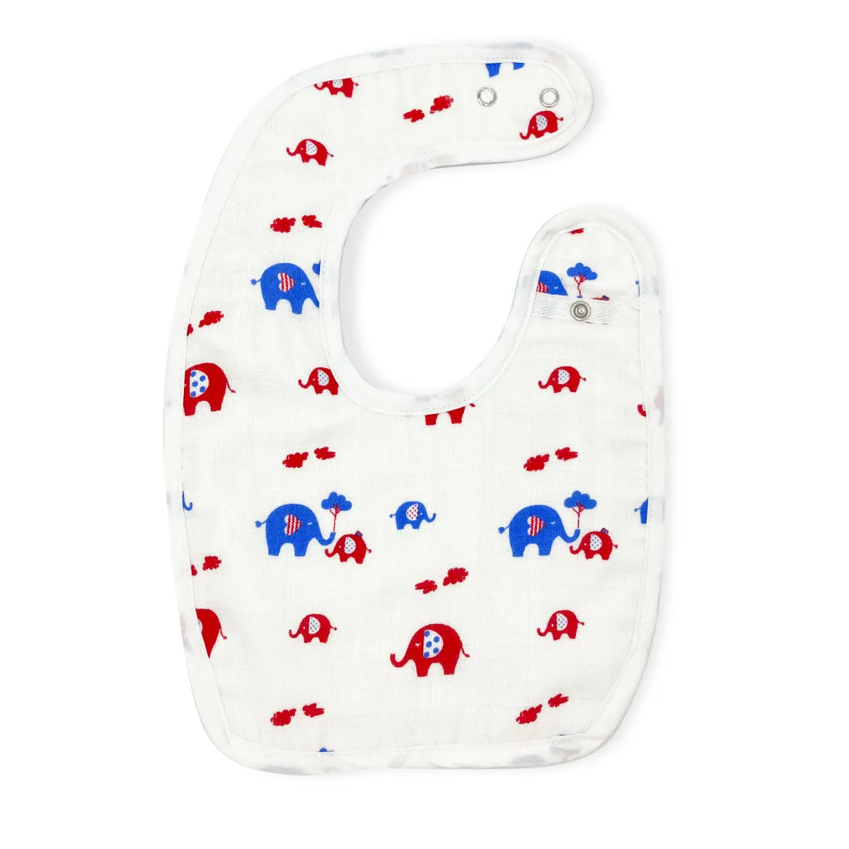 Organic Muslin Baby Bib -Red Elephant