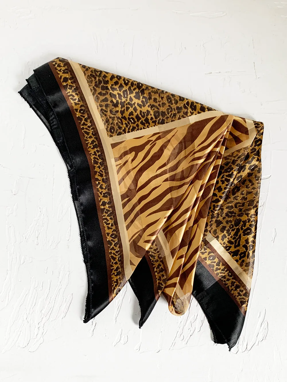 Oversized Sheer and Satin Mixed Animal print Scarf