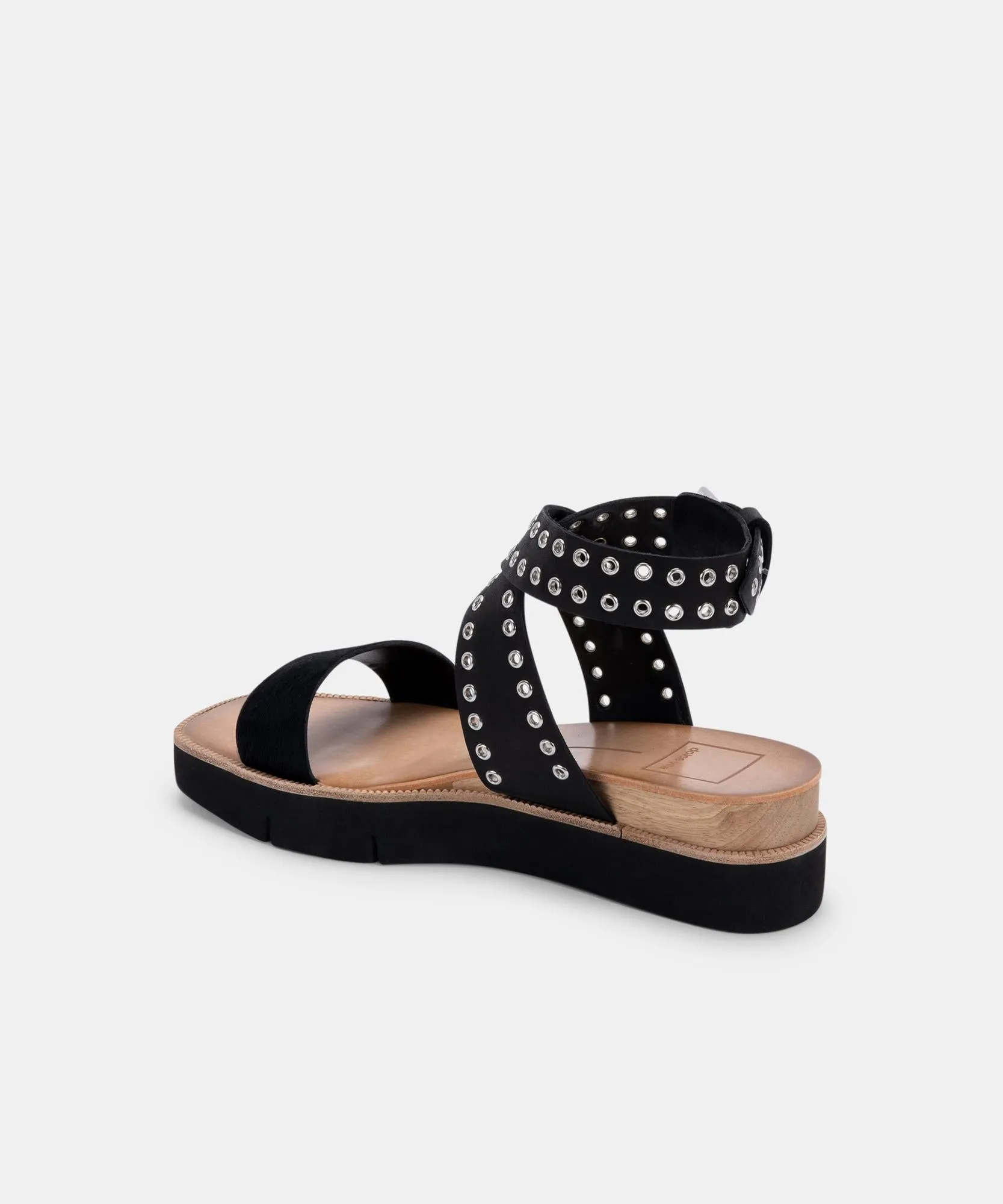 PANKO STUD SANDALS MIDNIGHT CALF HAIR re:vita