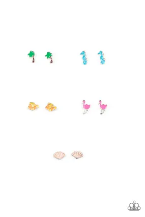 Paparazzi Accessories - PALM TREE FLAMINGO SHELL FISH SEAHORSE #SS7 - Starlet Shimmer Earrings