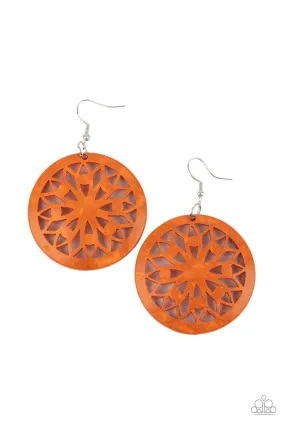 Paparazzi Ocean Canopy - Orange Wood Earrings