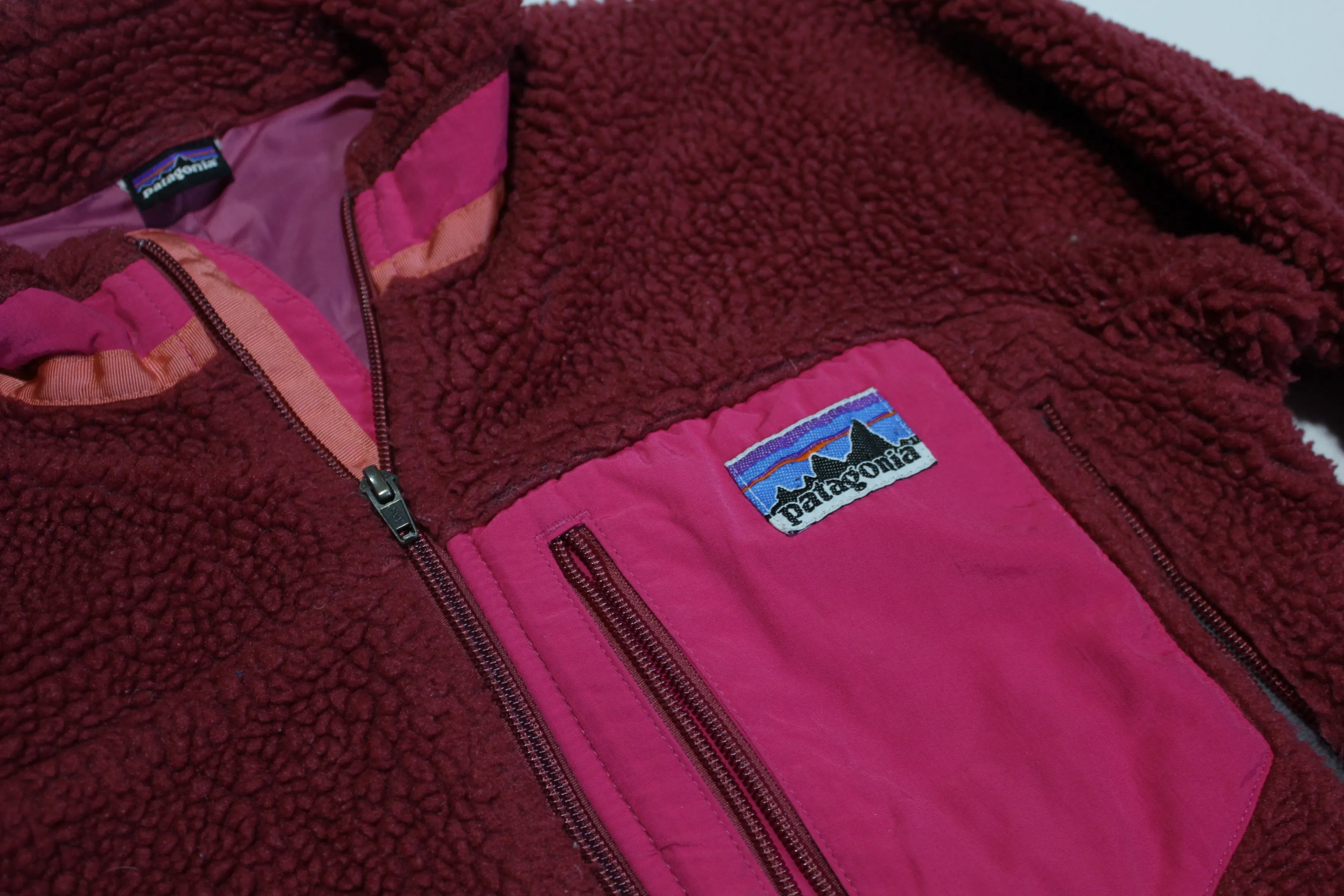 Patagonia Vintage 70's Big Label Deep Pile Fleece Zip Up Jacket