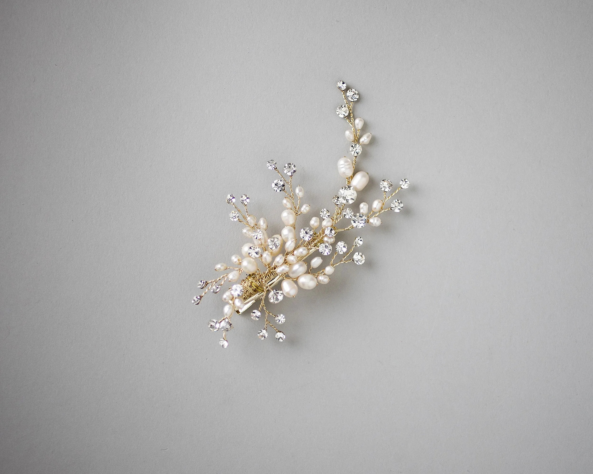 Pearl and Crystal Spray Wedding Hair Clip