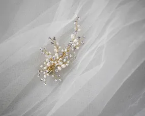 Pearl and Crystal Spray Wedding Hair Clip