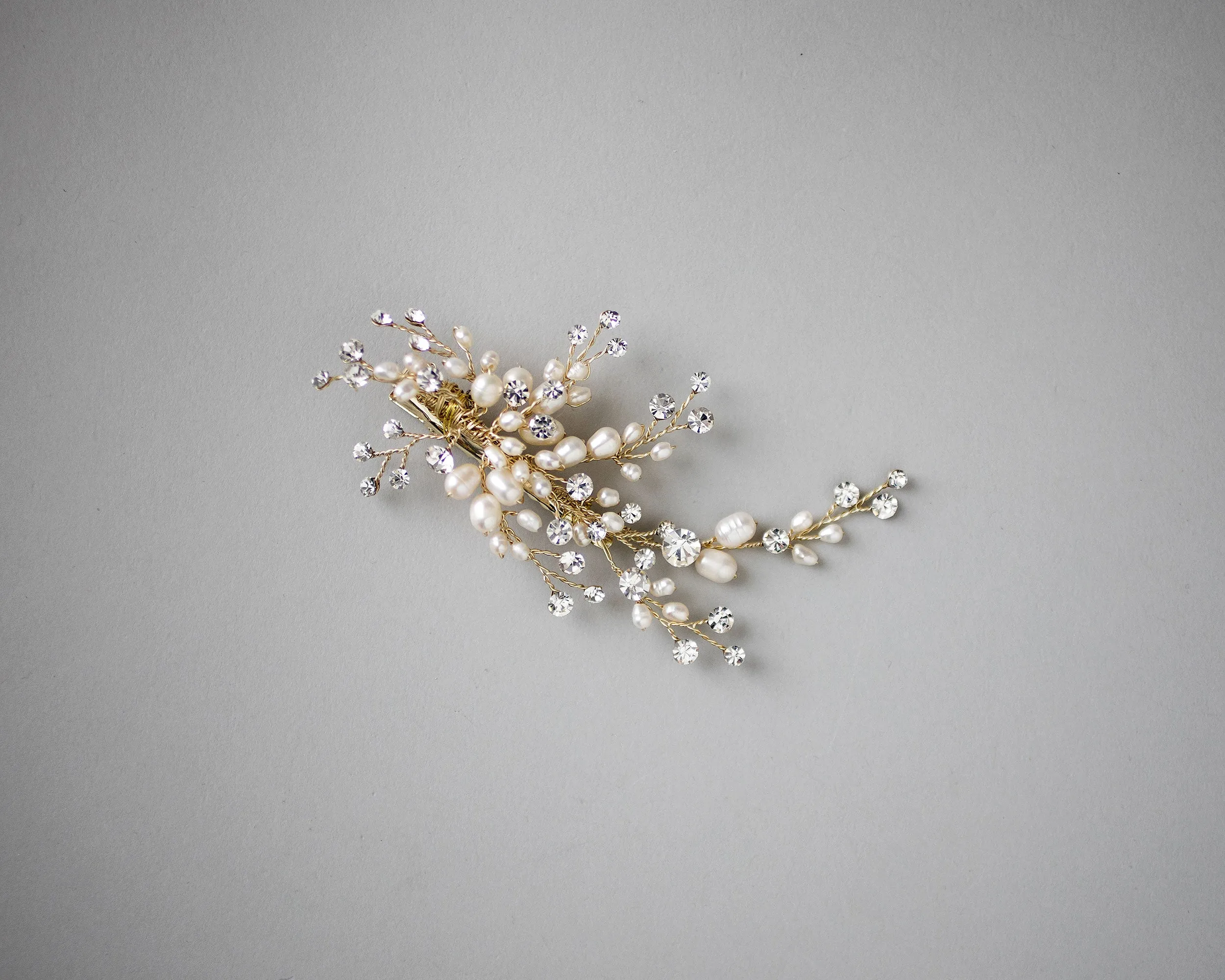 Pearl and Crystal Spray Wedding Hair Clip