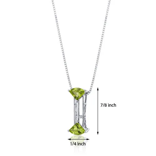 Peridot Pendant Sterling Silver Fan Shape 1.75 Carats