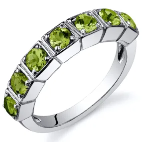 Peridot Ring Sterling Silver Round Shape 1.75 Carats Size 8