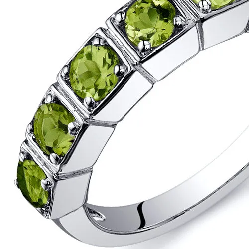 Peridot Ring Sterling Silver Round Shape 1.75 Carats Size 8