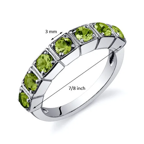 Peridot Ring Sterling Silver Round Shape 1.75 Carats Size 8