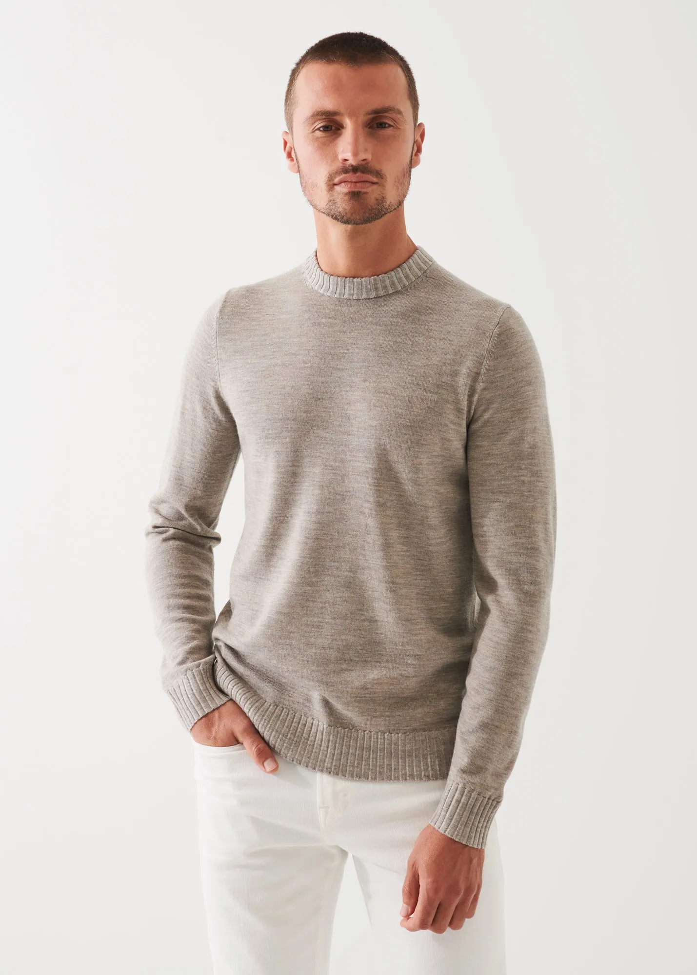 PLAITED MERINO WOOL CREWNECK