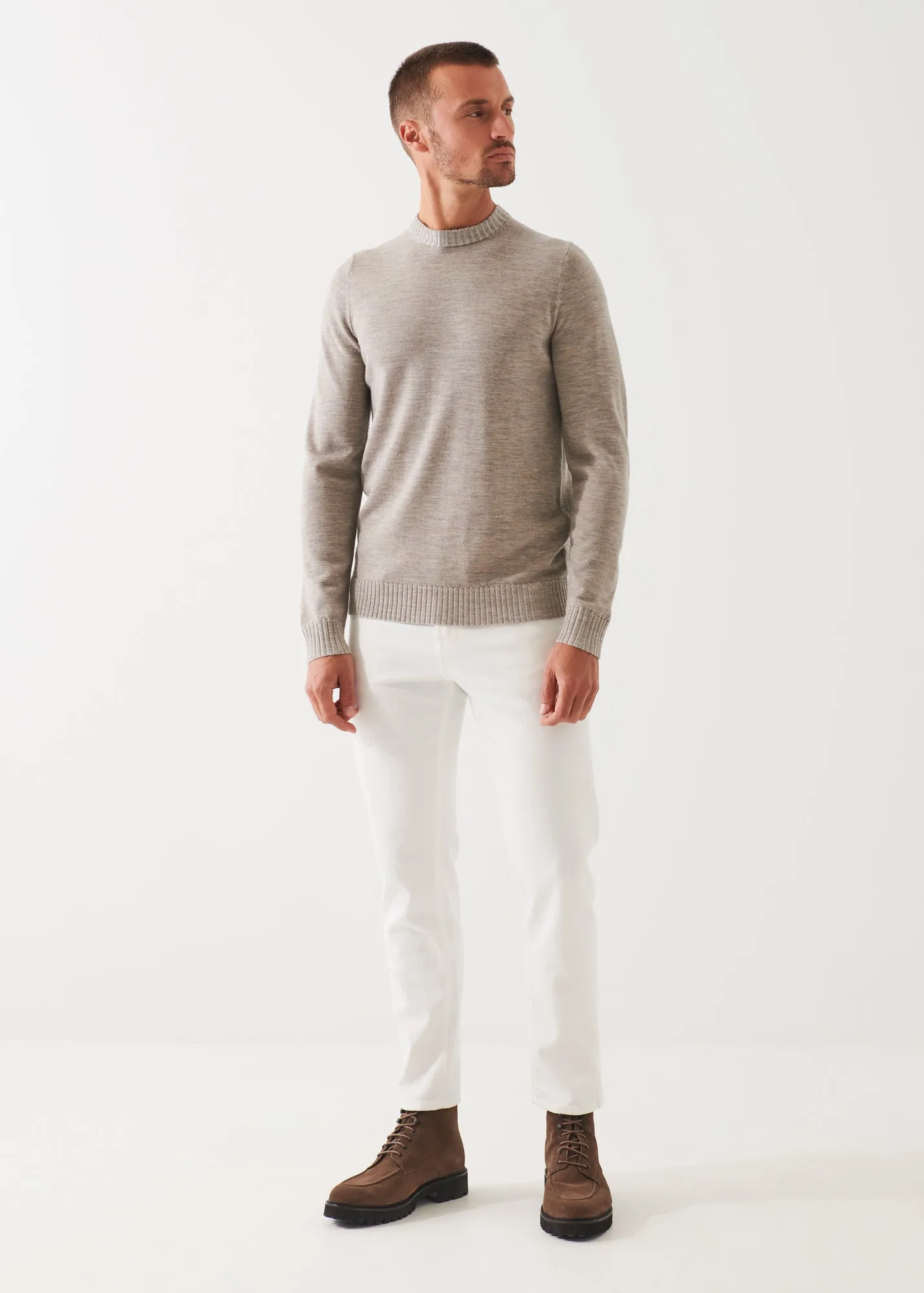 PLAITED MERINO WOOL CREWNECK