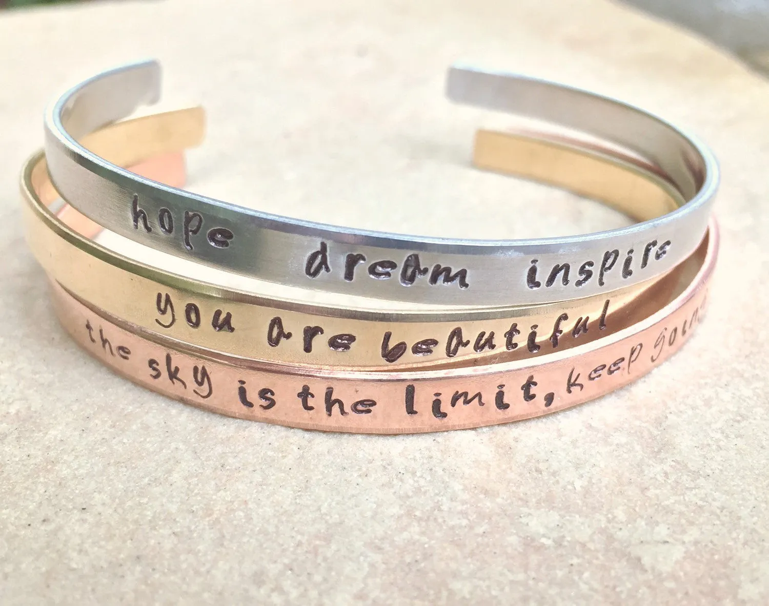 Positive Cuff Bracelets, Christmas Gifts Women, Personalized