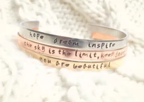 Positive Cuff Bracelets, Christmas Gifts Women, Personalized