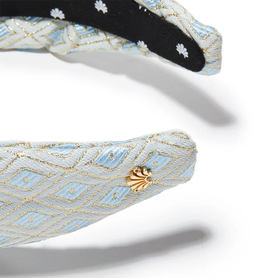 POWDER BLUE METALLIC DIAMOND KNOTTED HEADBAND