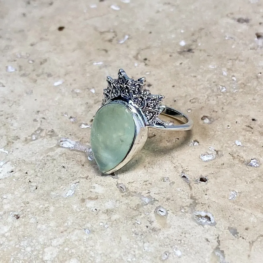 Prehnite Teardrop Ring - Aditi