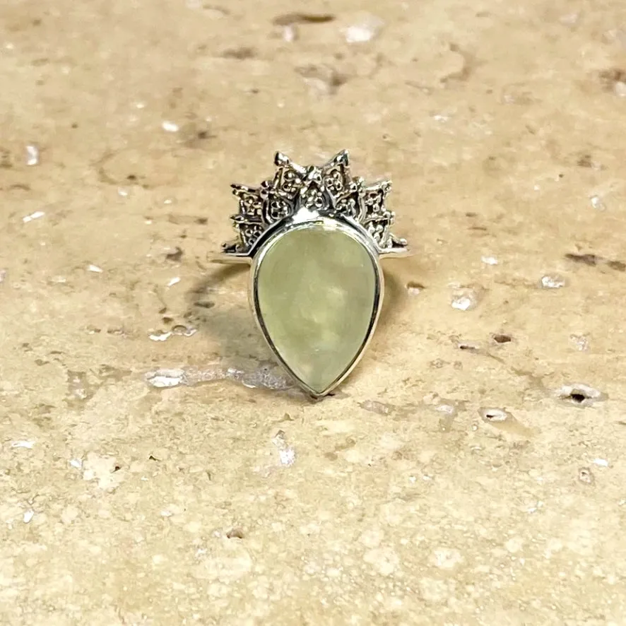 Prehnite Teardrop Ring - Aditi