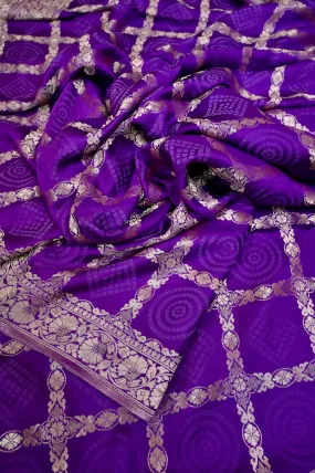 Purple Color Mashru Banarasi Silk Saree with Zari Work