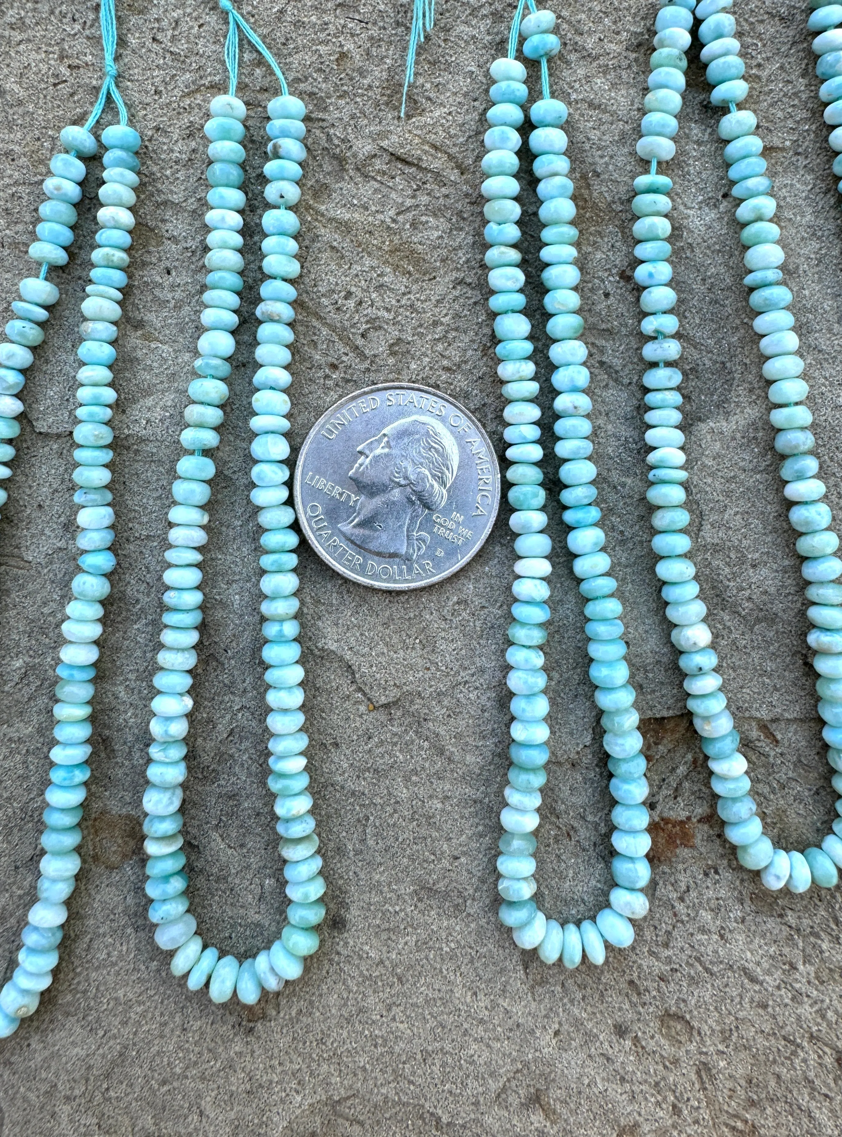 RARE Larimar 5mm Rondell Beads , 8 inch strand