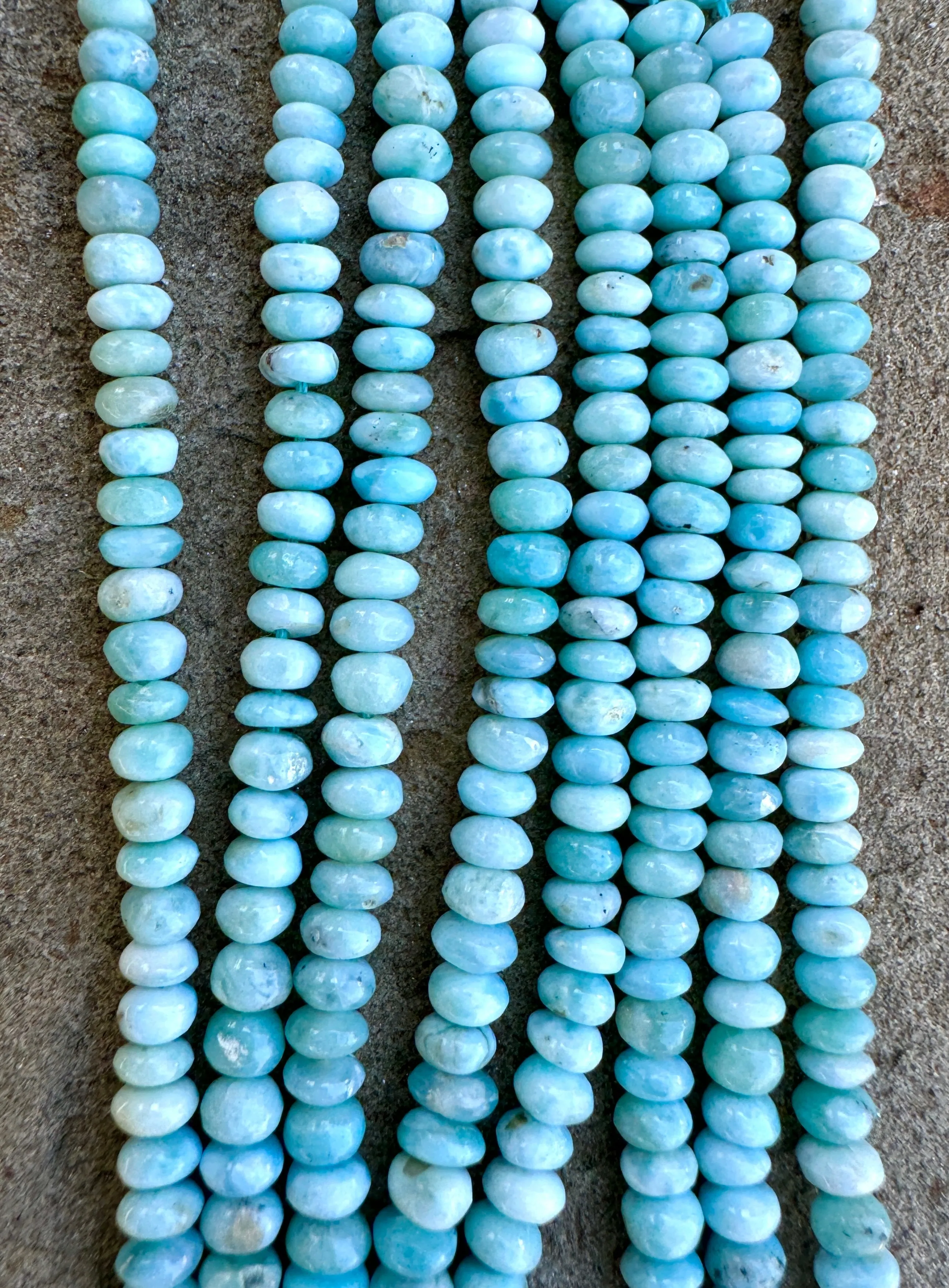 RARE Larimar 5mm Rondell Beads , 8 inch strand