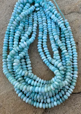 RARE Larimar 5mm Rondell Beads , 8 inch strand