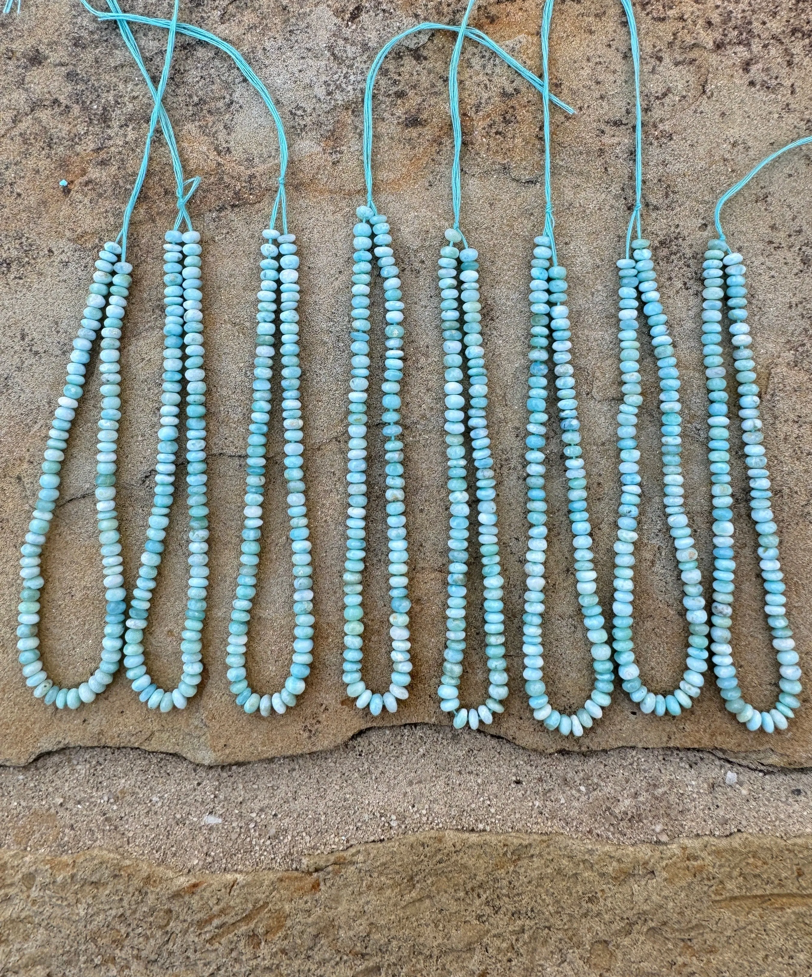 RARE Larimar 5mm Rondell Beads , 8 inch strand