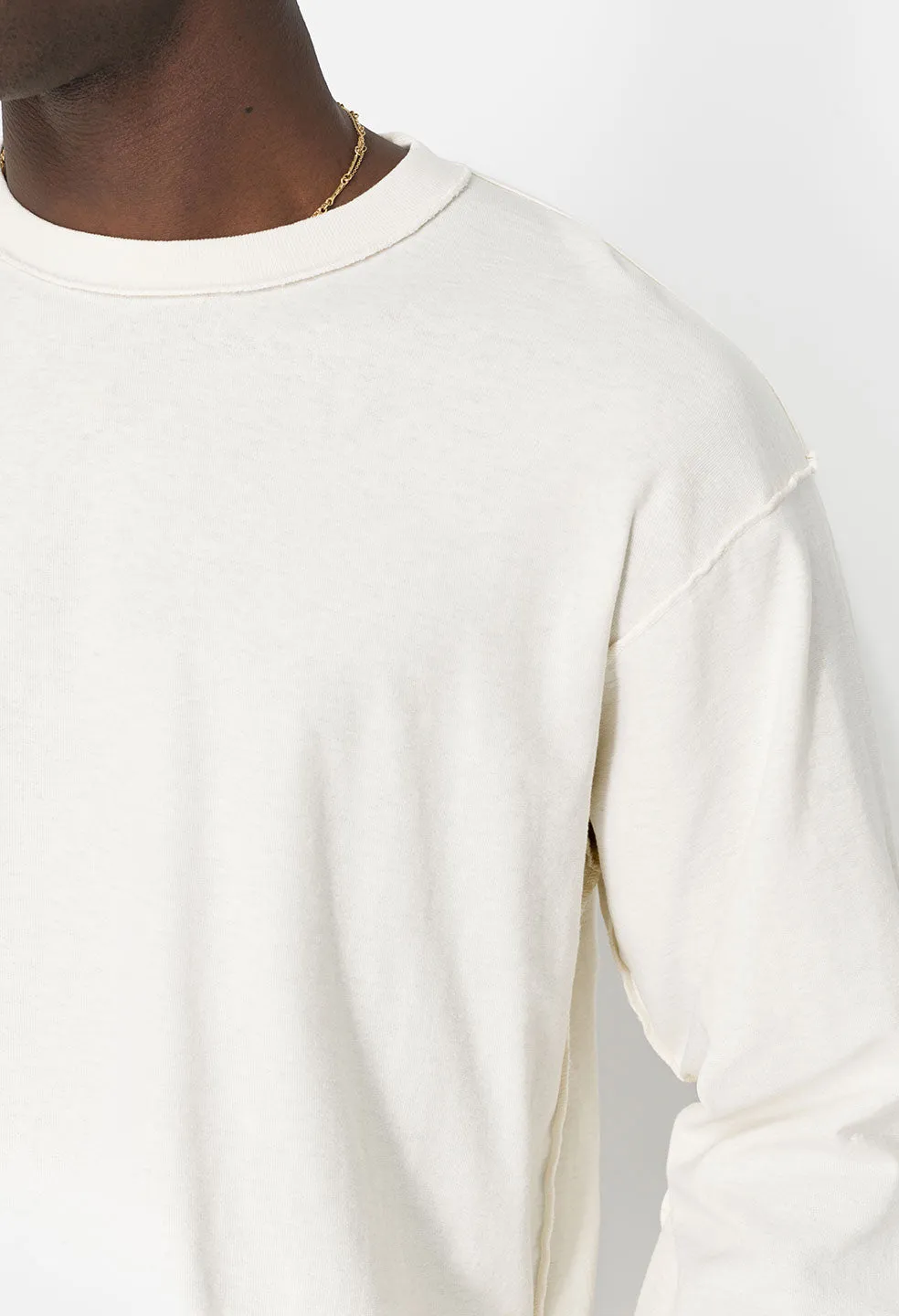 Reversed Cropped LS Tee / Washed Salt