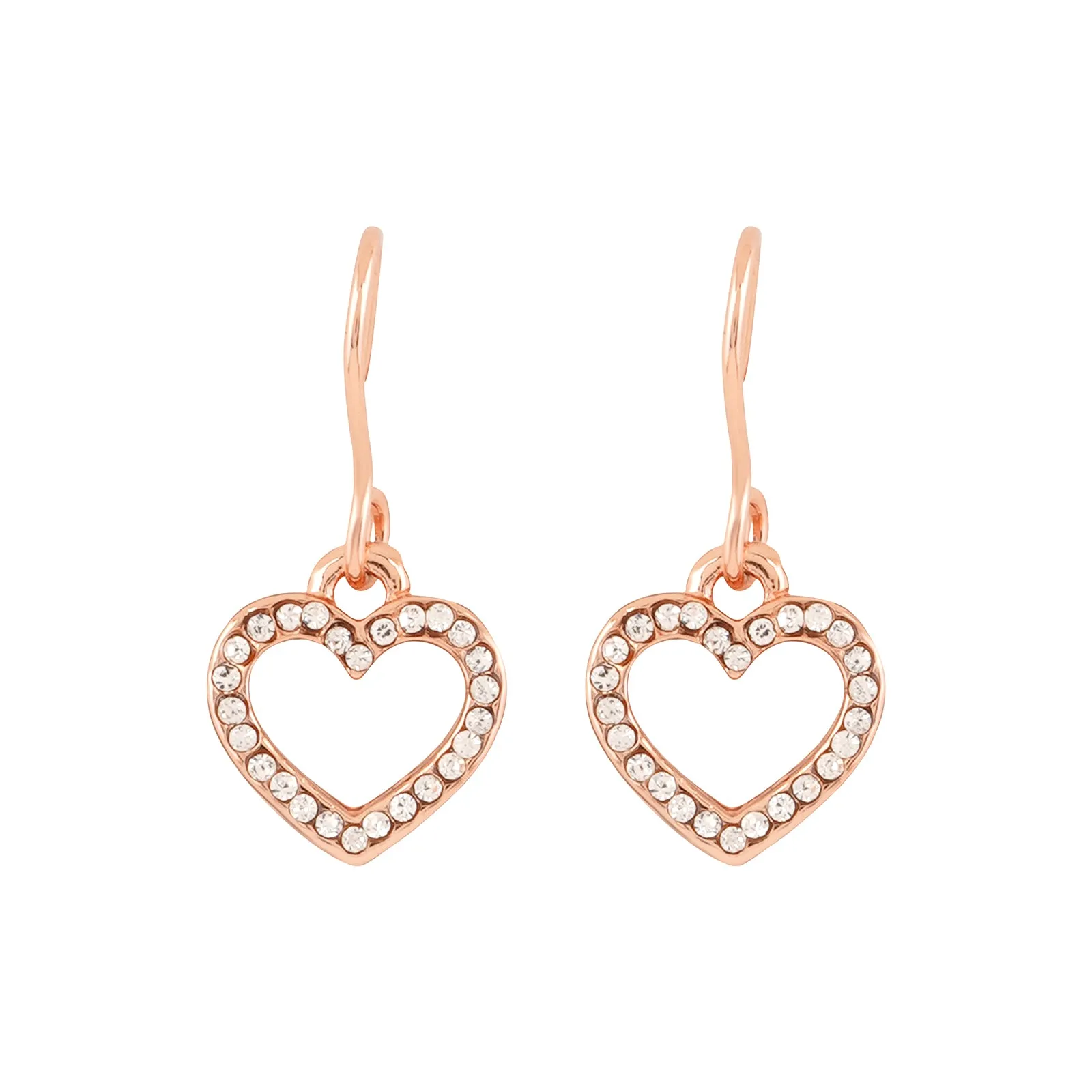 Rhinestone Heart Rosegold Charm Set