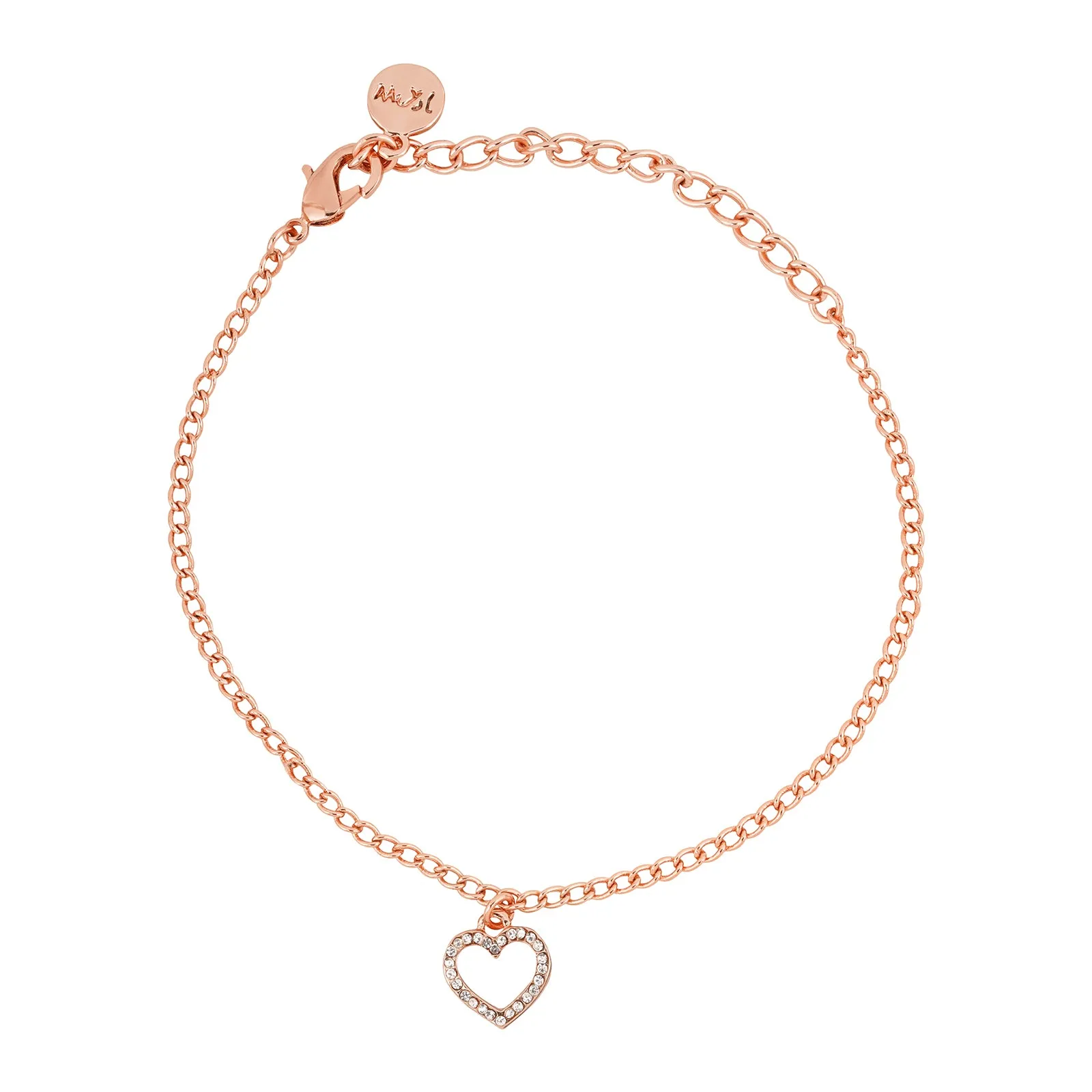 Rhinestone Heart Rosegold Charm Set