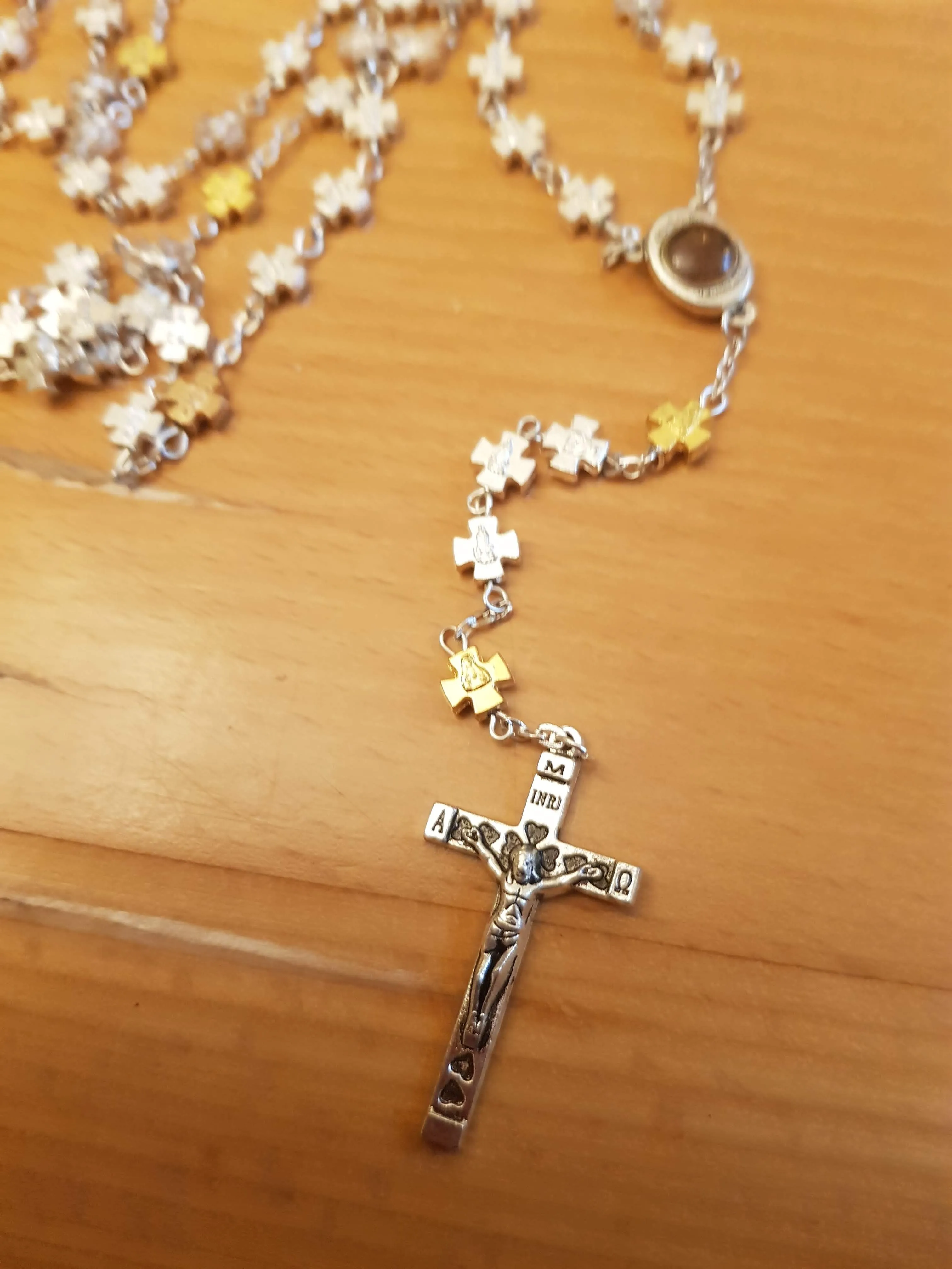 Rosary from the Holy Land - Jerusalem Cross - Rosary Silver Plated Beads from Bethlehem.