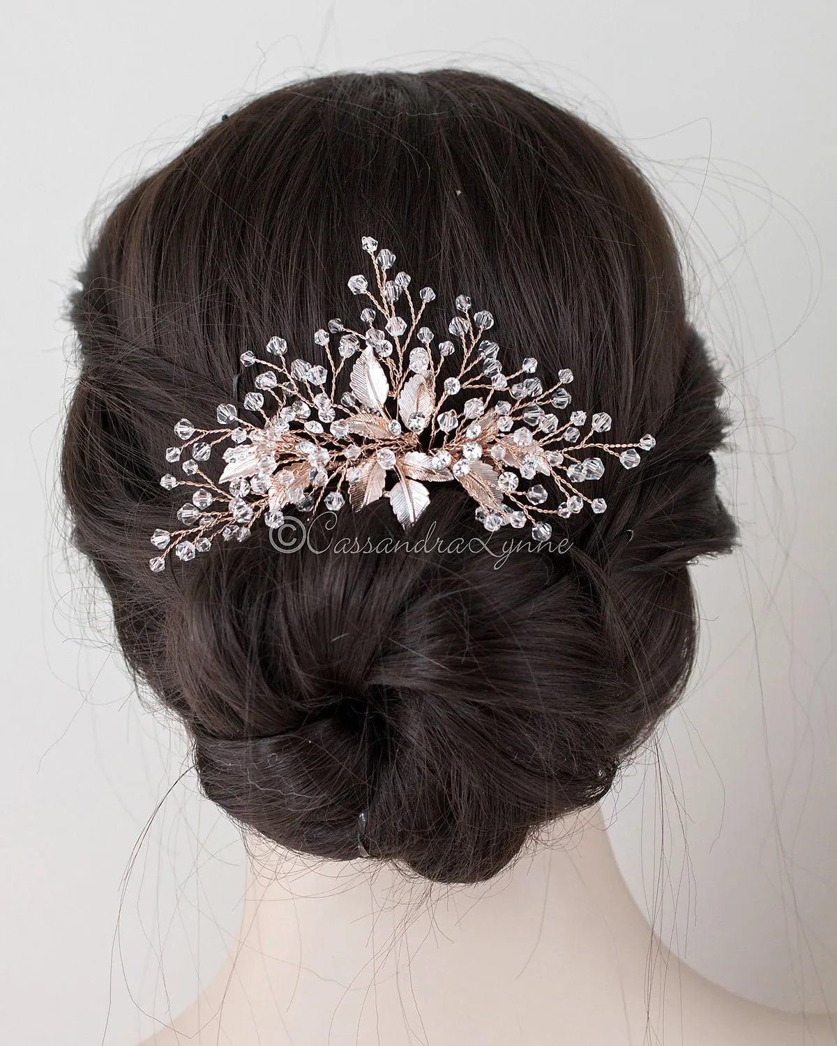 Rose Gold Bridal Hair Piece with Crystals