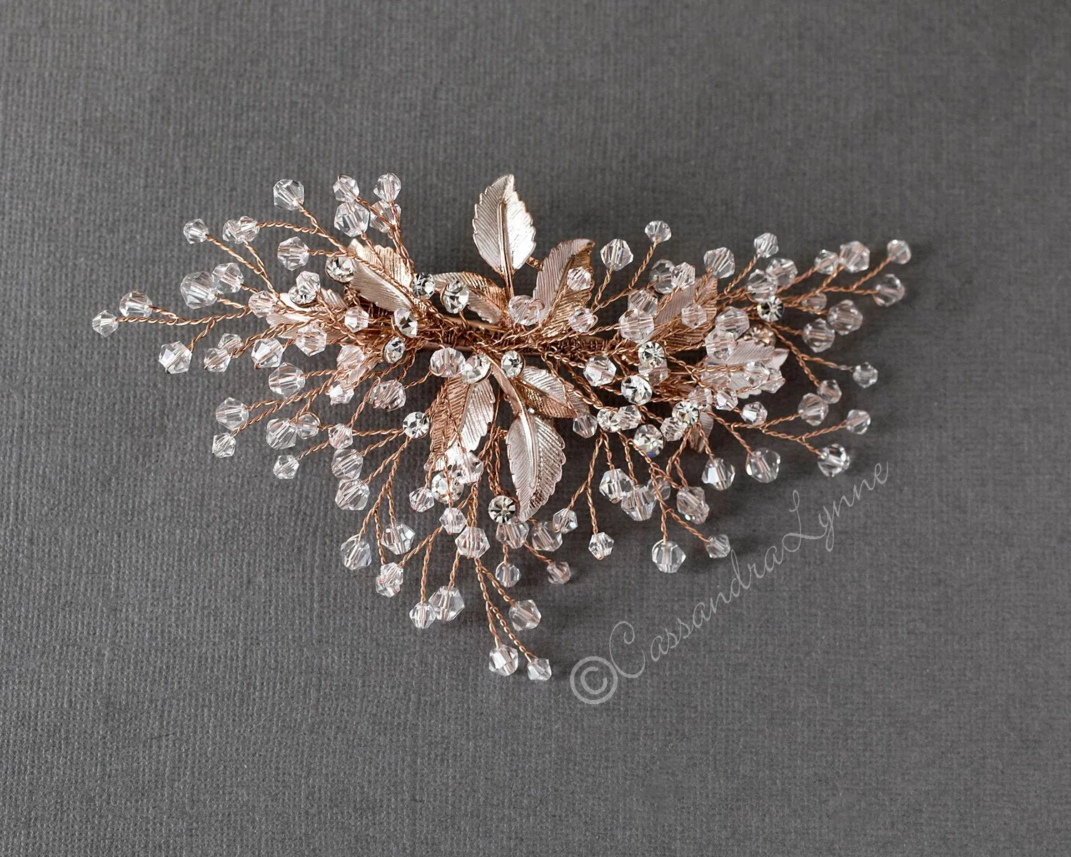 Rose Gold Bridal Hair Piece with Crystals