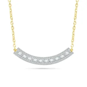 Round and Emerald Cut Diamond Curved Necklace