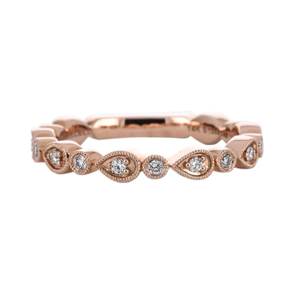 Round   Pear Stackable Diamond Band | 0.19ct | Rose Gold