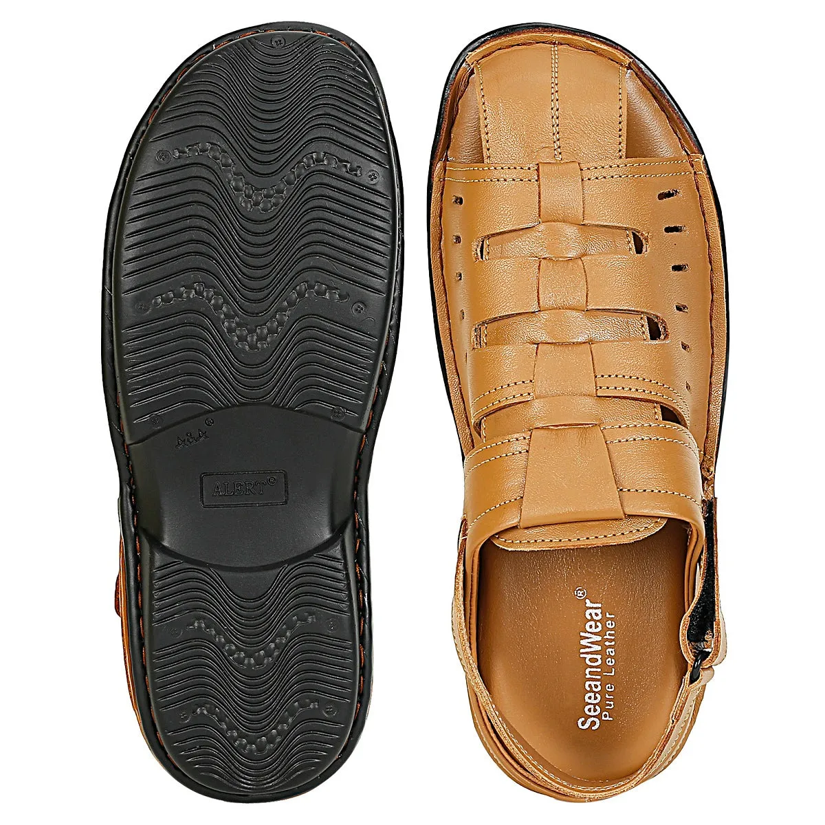 SeeandWear Men Leather Tan Sandal