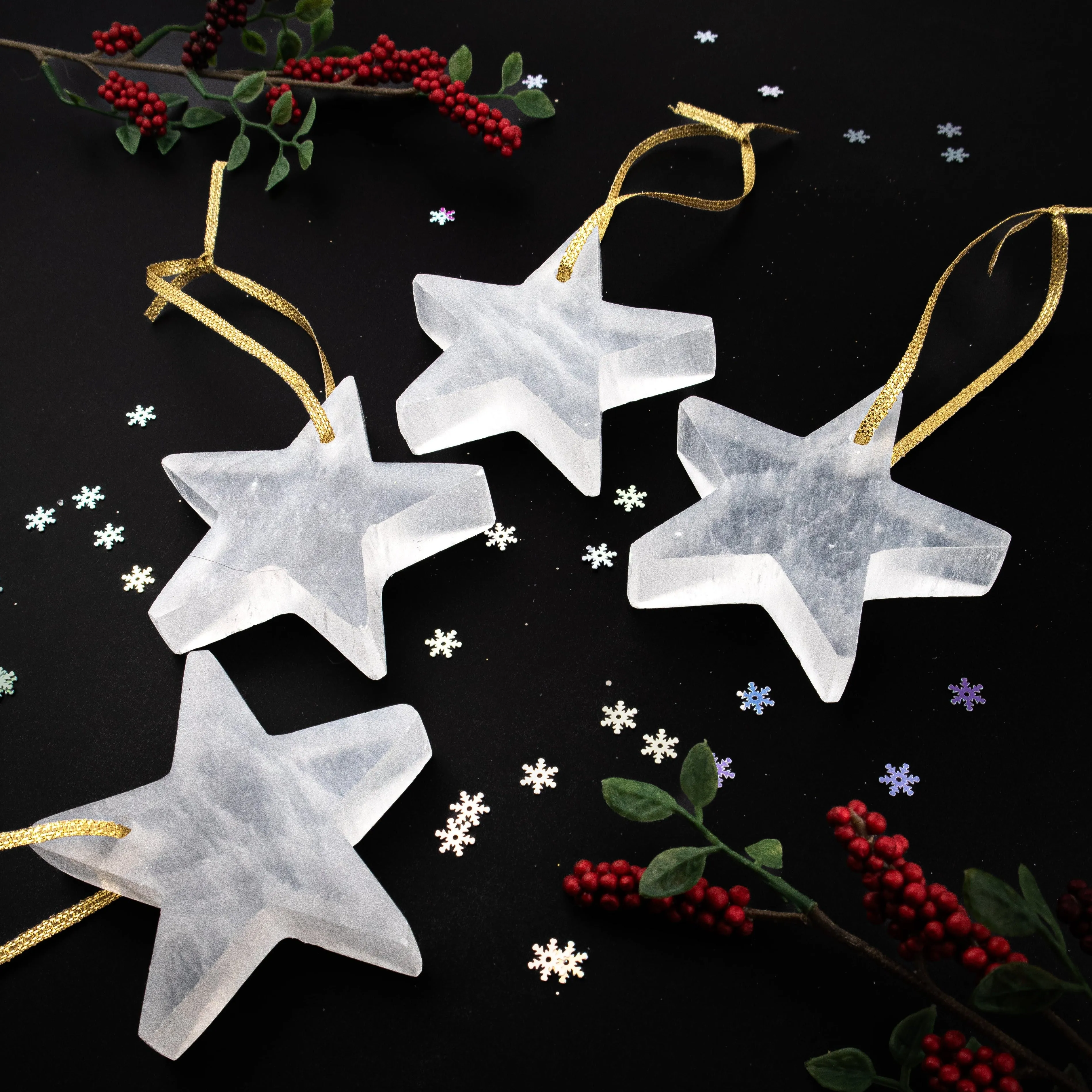 Selenite Star Ornament Set