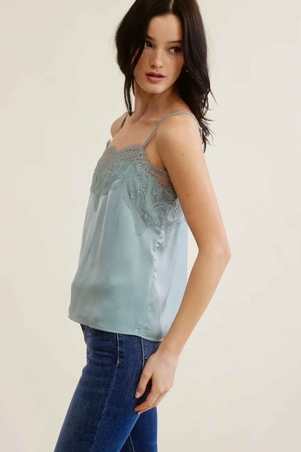 Slate Blue Silk Tank Top