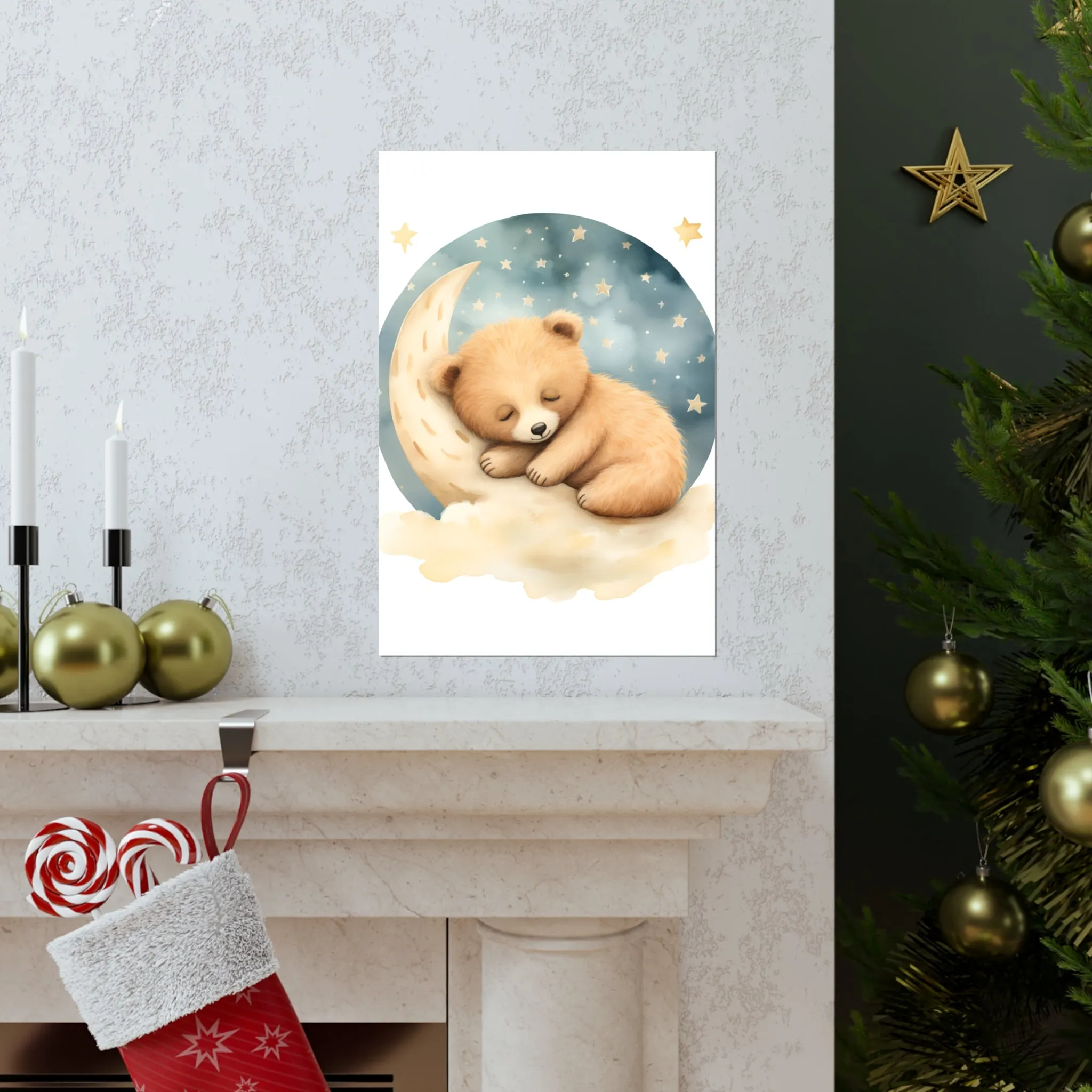 sleeping Bear, Baby Room Wall Art, Nursery Decor, sleeping animals, Animals Nursery Art , Nursery Décor, Teddy Bear Print, Teddy Bear Print,