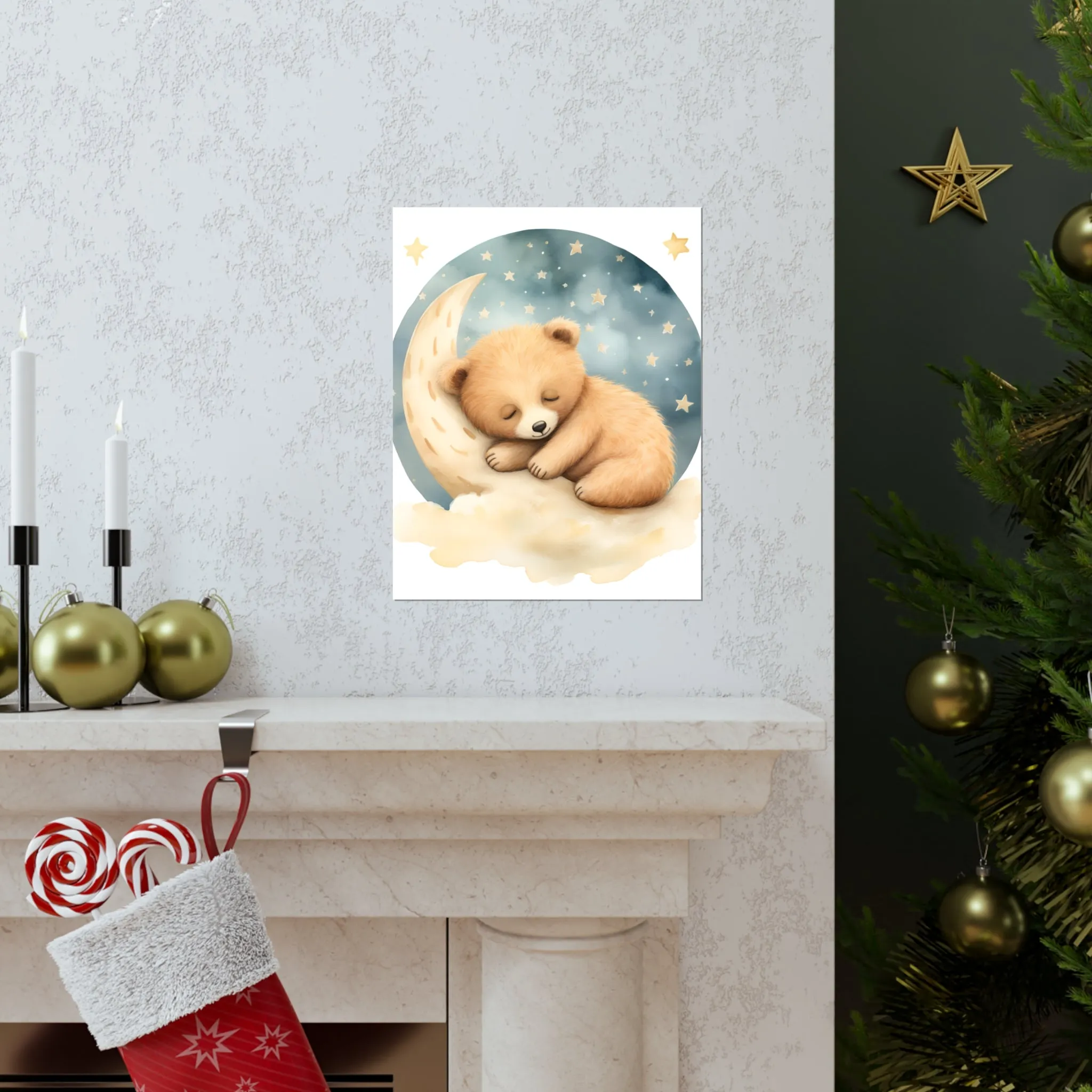 sleeping Bear, Baby Room Wall Art, Nursery Decor, sleeping animals, Animals Nursery Art , Nursery Décor, Teddy Bear Print, Teddy Bear Print,