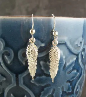 Slender Angel Wing Drop Earrings