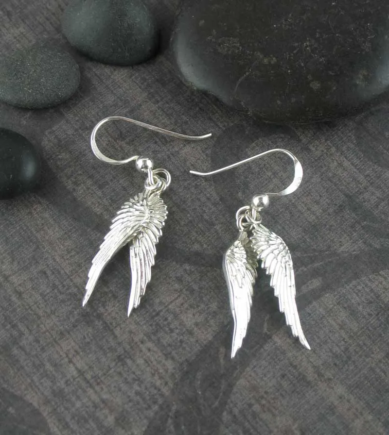 Slender Angel Wing Drop Earrings