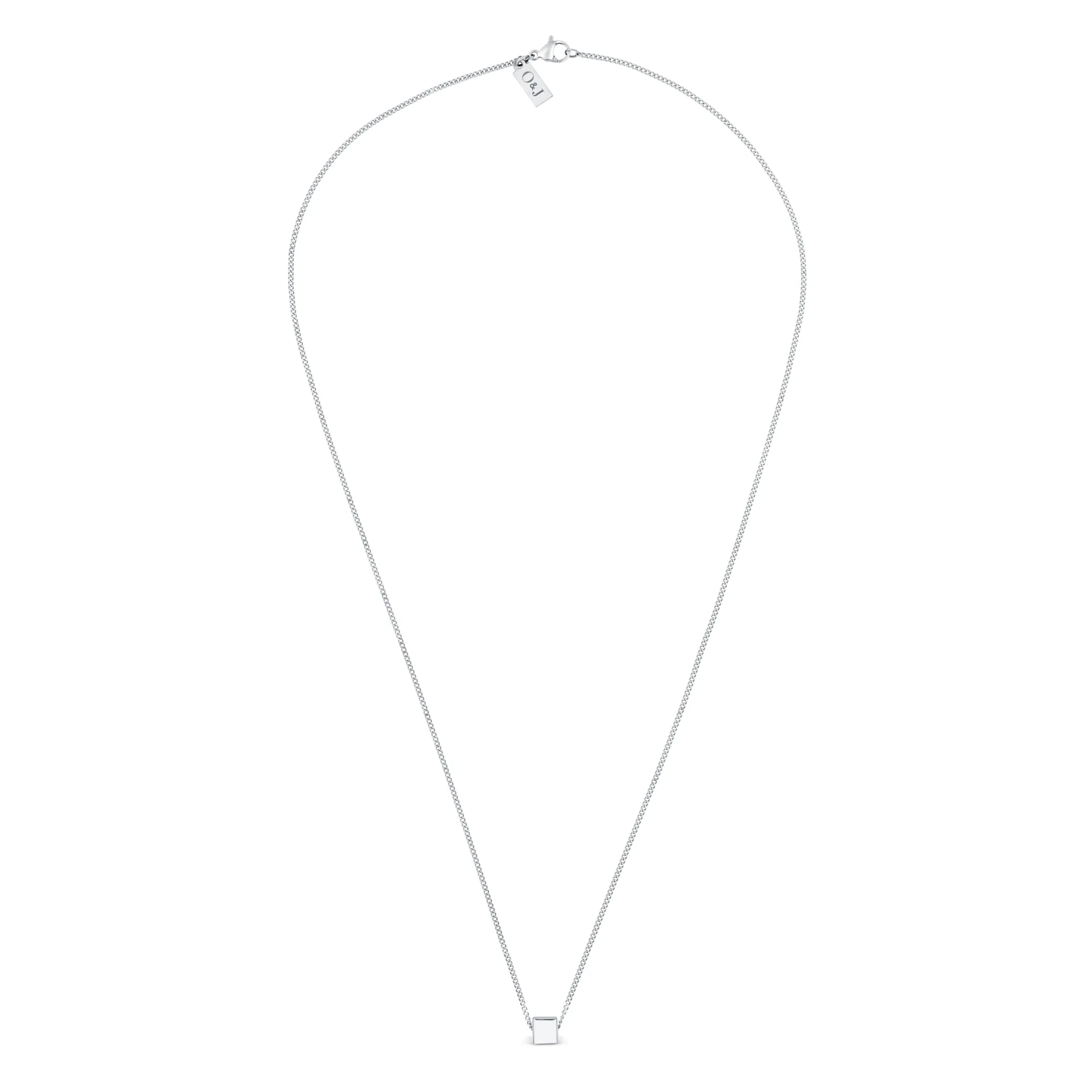 Solid Cube Threadthru Necklace - Silver